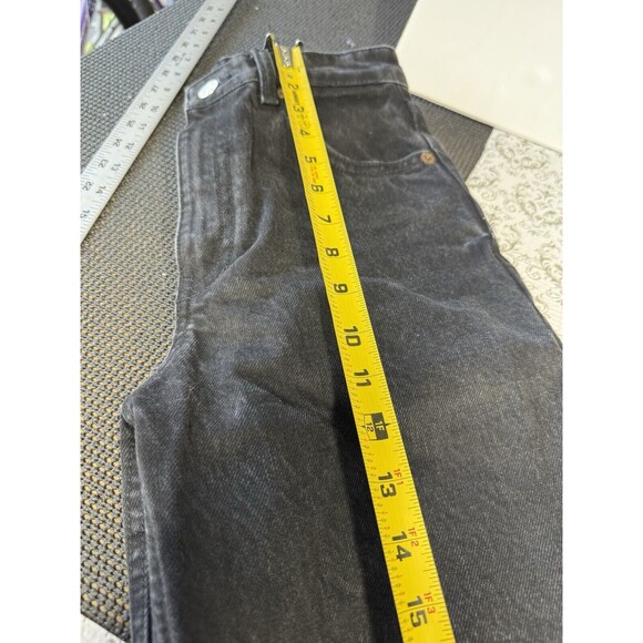 Zara Jeans‎ Women 4 Black Straight Leg High Rise Dark Wash Distressed Rock Biker - Picture 2 of 7